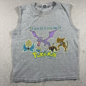 Vintage 1990 Pokemon Extinct Aerodactyl Kids S/M Gray Tank Top T Shirt #791 - Picture 1 of 8