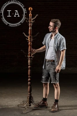 Дерево пальто из дуба и чугуна конца 19 века от Udell Works - Изображение 1 из 4