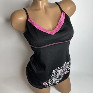 Top Y2K Closer with Eve Leopardo Cami Pequeño Rosa Encaje Lentejuelas Gótico McBling - Imagen 1 de 14
