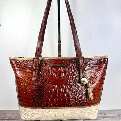 Nuevo sin etiquetas Bolso de Mano Brahmin Medio Asher Coqueta Necan Dos Tonos Cuero Melbourne COMO NUEVO Foto 1 de 4