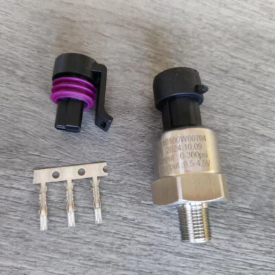 Stainless Steel Pressure Sensor 0 - 300Psi 1/8 NPT with connector Oil Fuel MAPE - Image 1 of 4