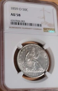 1859-O Liberty Seated Half Dollars NGC AU58 *LUSEROUS* STRONG STRIKE@@ - Picture 1 of 3
