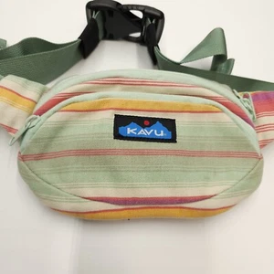 Kavu Bauchtasche türkis grün rosa Streifen Outdoor Camp Gürteltasche - Bild 1 von 7