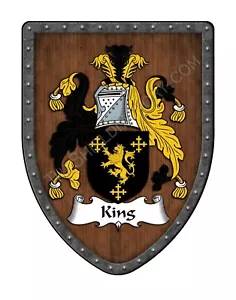 Escudo de armas personalizado King Family Crest, escudo de pared colgante SH503P-DG-HG - Imagen 1 de 3