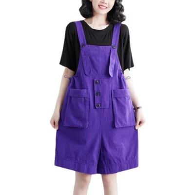 Dama Pantalones Cortos Monos Bolsillos Grandes Correas Ajustables Verano Sueltos Monos Informales Foto 1 de 4