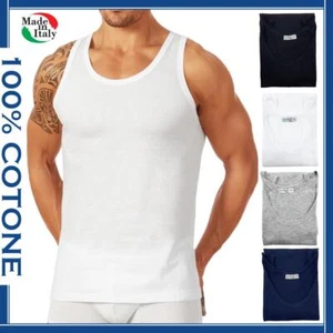 Canottiera Uomo Cotone Puro 100% Intima Spalla Larga Canotta Intimo Vogatore in - Foto 1 di 9
