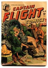 CAPTAIN FLIGHT #5 1945-FOUR STAR-HOODED VILLAINS-BOUND BABE-WWII-1st Red Rocket