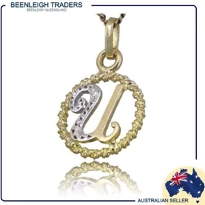 Yellow Gold DIAMOND SET LETTER INITIAL U CHARM Guaranteed Real 9ct / 9k Gold - Bild 1 von 11