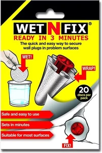 WetNFix Wet N Fix Quick Wall Fixture 20 Disc Pack Fixes Loose Anchor or Fixtures - Picture 1 of 8