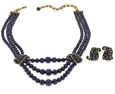 Collar con cuentas de cristal Heidi Daus ~ Juego de pendientes perforados Return to Grace (azul) Foto 1 de 4