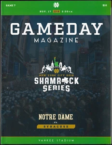 Notre Dame Fighting Irish Syracuse 2018 programa de fútbol americano naranja serie trébol - Imagen 1 de 1
