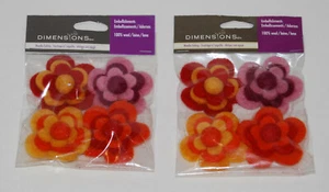 Nuove Dimensioni 2X 100% Lana Multicolore 4pz Ago Feltro Nozioni Floreali - Foto 1 di 6