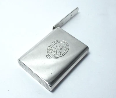 RARO ANTIGUO VICTORIANO TAPA PLANA ESTUCHE VESTA PLATA MACIZA, CRESTA BIRMINGHAM 1881 Foto 1 de 4