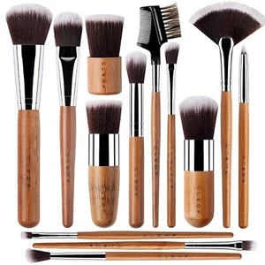 Set professionale 13 pennelli trucco sopracciglia bambù - vegani e cruelty free - occhi - Foto 1 di 5