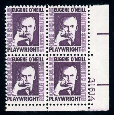 US Stamp #1294 Eugene O'Neill $1 - Plate Block of 4 - MNH - CV $10.00 - Image 1 of 2