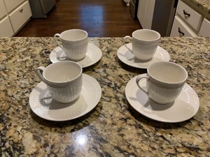 Set 4 Mikasa Italian Countryside Coffee Tea Cups & Saucers Cream Ribbed DD900 - Picture 1 of 11