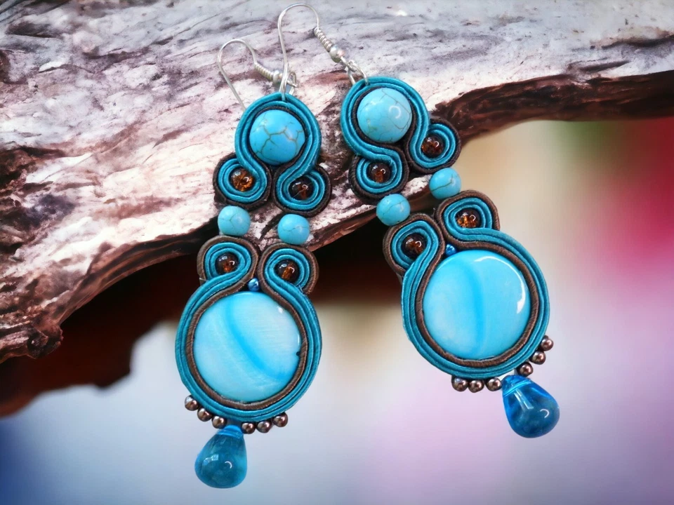 Ohrringe Technik soutache Kunsthandwerk  - Bild 1 von 3