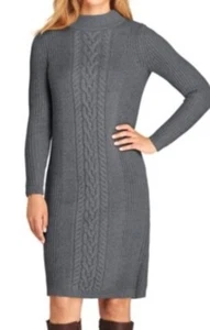 Lands End Pulloverkleid grau mit Zopfmuster, Größe XL - Bild 1 von 17