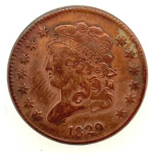 1829 Classic Head Half Cent 1/2 C Looks XF/AU  Ungraded  US Old Copper Coin.