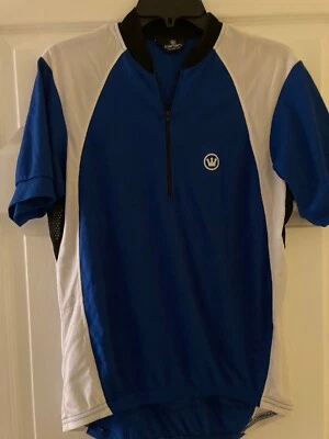 Camiseta deportiva de ciclismo Canari usada azul y blanca 1/4 cremallera frontal ventilada tres bolsillos Foto 1 de 4