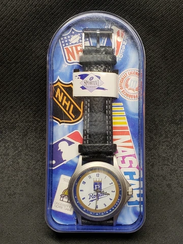 Kansas City Royals Baseball 1994 Team Wristwatch MLB Sun Time Leather Band  MINT Cover