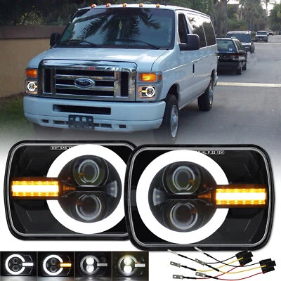 Par de faros LED 5x7 7x6" Hi-Lo DRL para camioneta Ford E-150 E-250 E-350 1982-2012 Foto 1 de 4