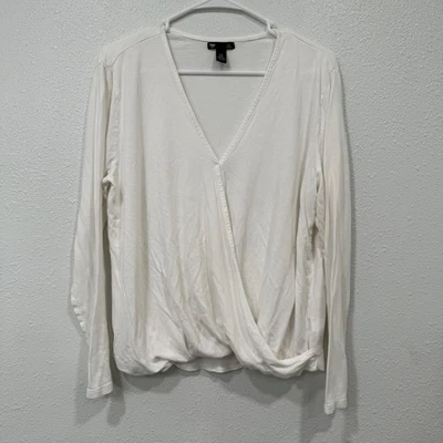 Top Gap Luxe Blanco Manga Larga XL Extra Grande Sobrepelliz Cuello en V Informal Foto 1 de 4
