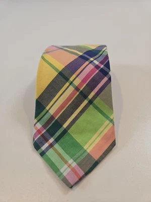 Polo Ralph Lauren Tie Mens Multicolor Madras Plaid Cotton Handmade Italy Necktie - Image 1 of 4
