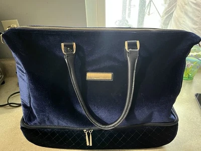 Bolso de Noche Vince Camuto Azul Medianoche Terciopelo Grande Cartera Herrajes Dorados Foto 1 de 4