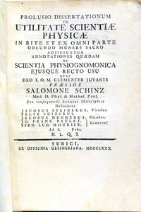 Dissertation très rare sur la physiognomonie Turici 1780 - Picture 1 of 10