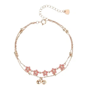 Stylish Spring Anklet With Delicate Peach Blossom Charm Bracelet Accessory - Picture 1 of 8