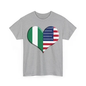 Camiseta Nigeriana Americana Bandera Corazón Orgullo Nigeriano EE. UU. Orgullo Nigeria Bandera - Imagen 1 de 10