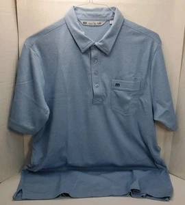 Travis Mathew Polo Shirt Mens Large Lite Blue Golf Short Sleeve Slim Fit Adult L - Picture 1 of 5