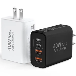 USB C Wand Schnell Ladeblock, 40W 4-Port Typ C Ladegerät Schnellladeblöcke... - Bild 1 von 7