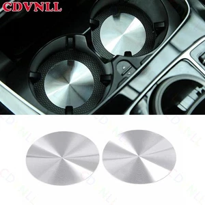For Benz GLE GLS 2016-2019 Silver Steel Central Console Water Cup Pad Cover 2PCS - Foto 1 di 7