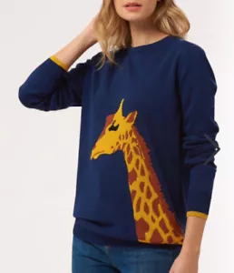 Maglione giraffa blu Sugarhill Brighton Rita Tall Stories misto cotone US 6 - Foto 1 di 12