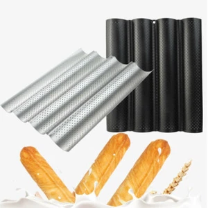 Baguette Pan Non-Stick Bread Baking Loaf Mold-Cooking Silver Steel TrayFrench 4 - Picture 1 of 12