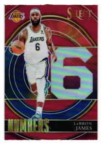 2021-22 Panini Select Numbers #6 LeBron James - Red Prizm Parallel - L.A. Lakers - Foto 1 di 2