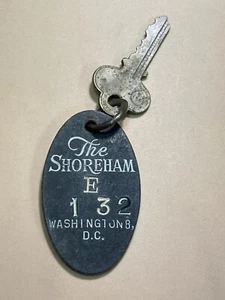 The Shoreham Hotel Motel Room Key Fob & Key Washington DC #132 RARE - Picture 1 of 2