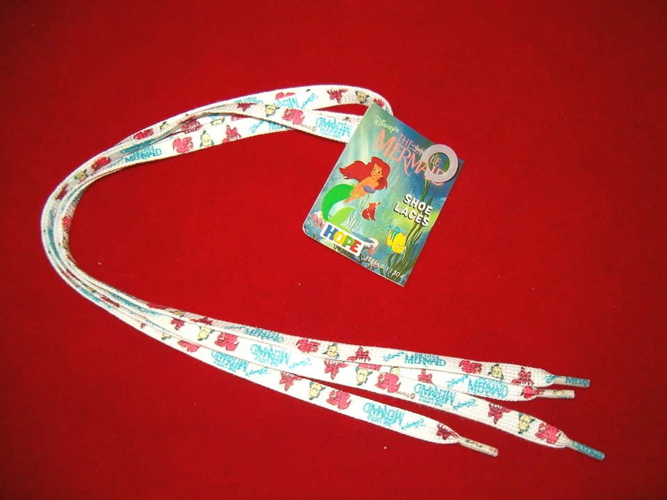 CORDONES DE ZAPATOS LITTLE MERMAID DISNEY ORIGINALES 1990 NUEVOS CON ETIQUETA LOTE DE DOS JUEGOS Foto 1 de 1