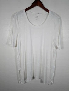J. Jill Shirt Womens Size XL Petite White Pima Dipped-Hem Slit Tunic Top Stretch - Picture 1 of 9