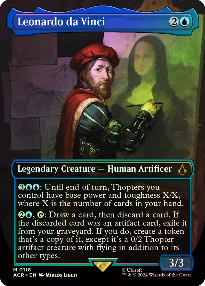 Magic Leonardo da Vinci FOIL Borderless Assassins Creed Mythic Karte M/NM MTG EN - Bild 1 von 1