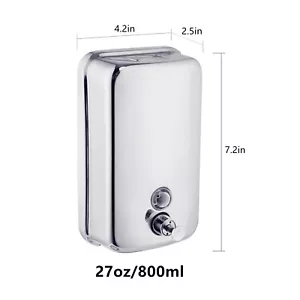 1PC Soap Dispenser Wall Mount Stainless Steel Manual Liquid Pump 800ML - Picture 1 of 5