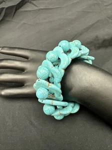Faux Turquoise Stretch Bracelet - Picture 1 of 14