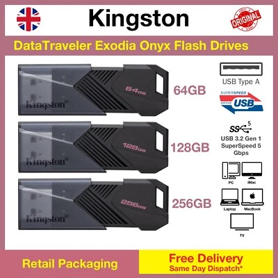Kingston DataTraveler Exodia Onyx 64/128/256 GB USB Memory Sticks, Free Delivery - Image 1 of 2