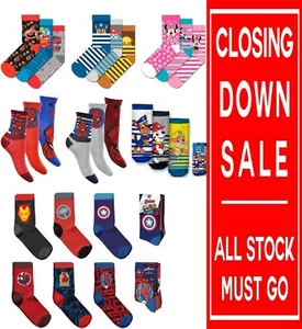3 Pairs Boys Girls Kids Character Socks Cars Paw Patrol Spiderman Minnie SALE - Picture 1 of 29