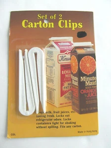 Vintage Latte Cartone Clip Succo Arancia Scatole Set di 2 Contenitore Chiusura Chiusura H1 - Foto 1 di 4