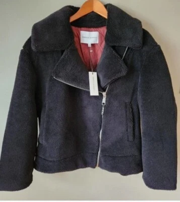 🌟OFERTA🌟 Chaqueta de peluche Rebecca Minkoff negra para moto nueva con etiquetas, talla M Foto 1 de 4