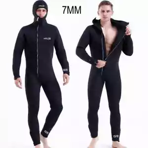 Traje de neopreno de 7 mm para hombre mantener caliente traje de neopreno con capucha trajes de manga larga de buceo - Imagen 1 de 22