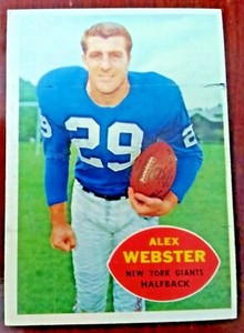 Lot of 4 NY Giants Topps Football cards, Webster, Robustelli, Patton,Modzelewski